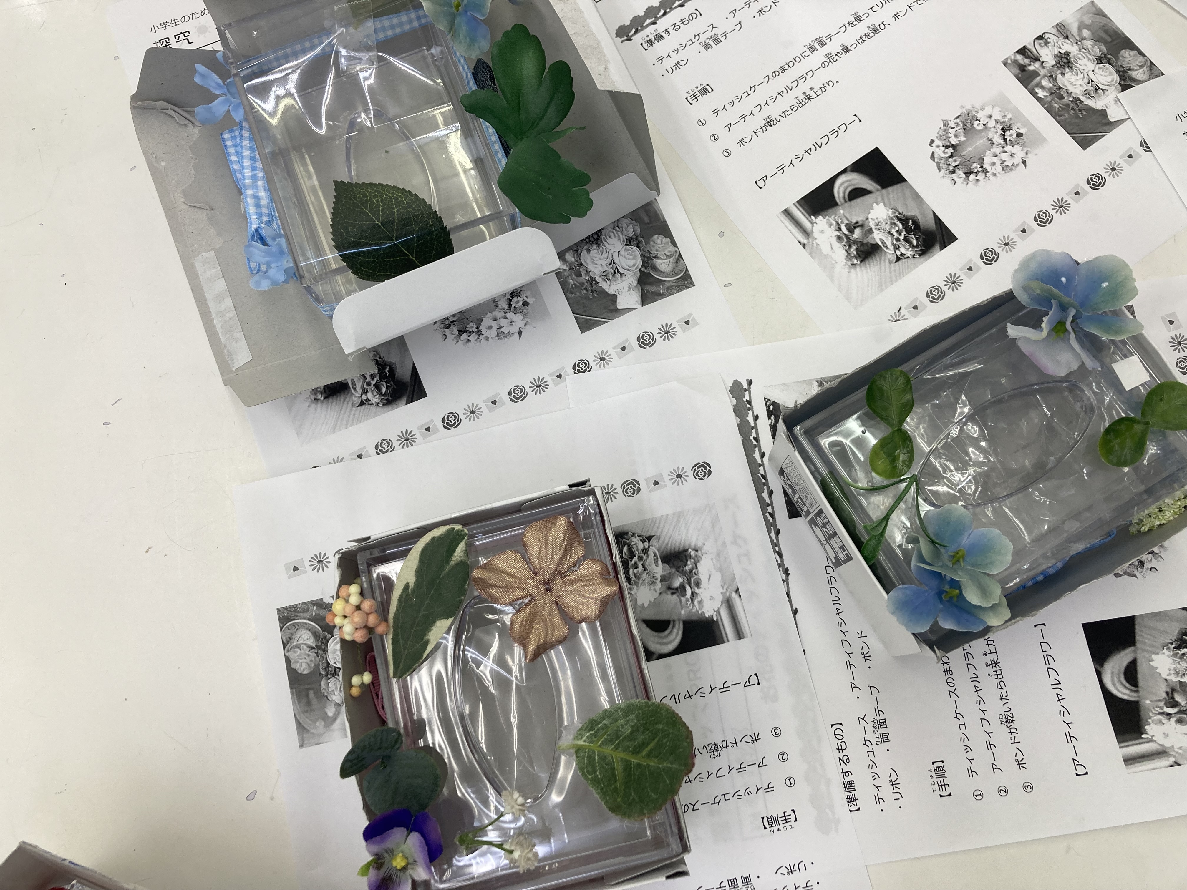アート遊び【お花のティッシュケース】 画像