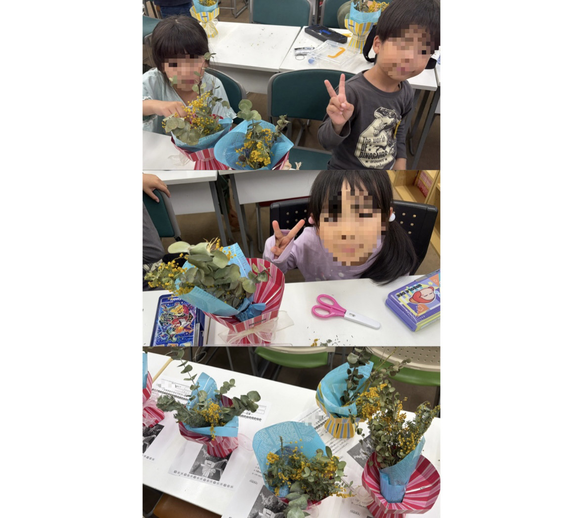 アートあそび【ミモザのドライフラワーの花束】 画像